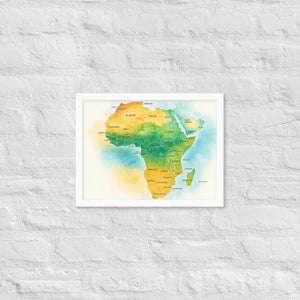 Framed Poster Map of Africa Matte Black Wood - Dipaliz - White / 12″×16″ - Posters