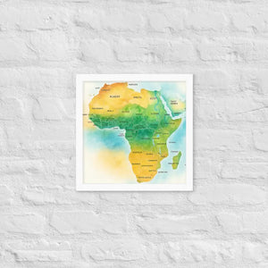 Framed Poster Map of Africa Matte Black Wood - Dipaliz - White / 14″×14″ - Posters
