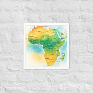 Framed Poster Map of Africa Matte Black Wood - Dipaliz - White / 16″×16″ - Posters