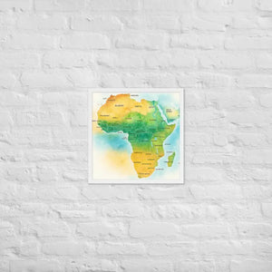Framed Poster Map of Africa Matte Black Wood - Dipaliz - White / 18″×18″ - Posters