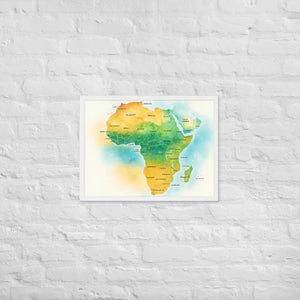 Framed Poster Map of Africa Matte Black Wood - Dipaliz - White / 18″×24″ - Posters