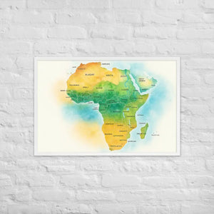 Framed Poster Map of Africa Matte Black Wood - Dipaliz - White / 24″×36″ - Posters