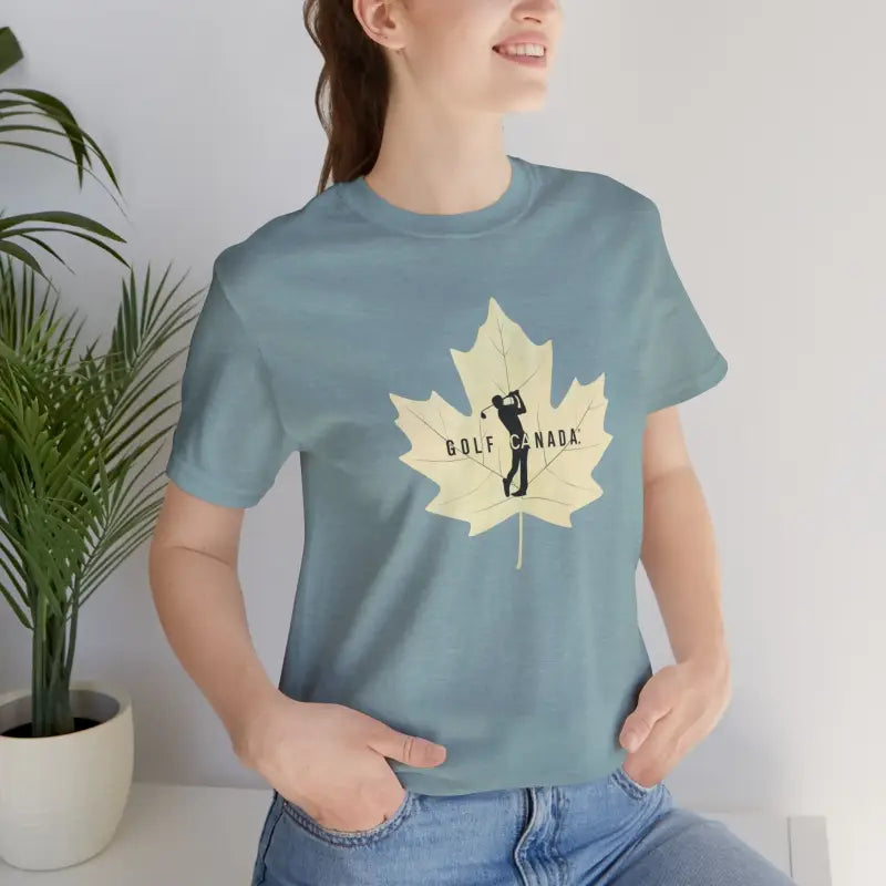 Maple Leaf Tee: Golf Jersey Canada Perfection Awaits! - Heather Blue Lagoon / s T-shirt