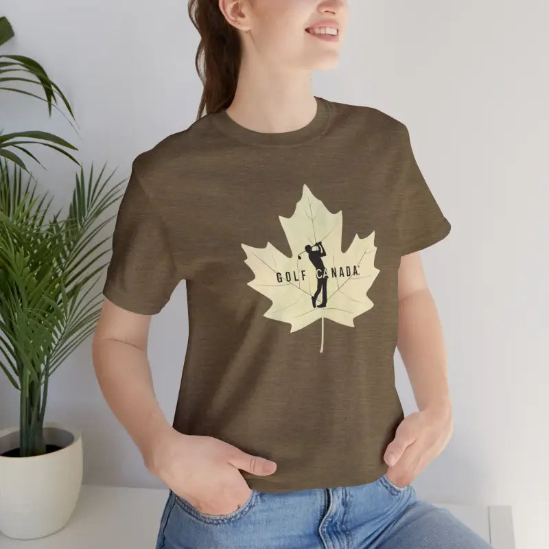 Elevate your Game: Maple Leaf Golf Jersey Canada Perfection - Heather Olive / s T-shirt