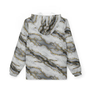 Outerwear - Marble Gold Vein Windbreaker Jacket — Luxe White & Gray Print