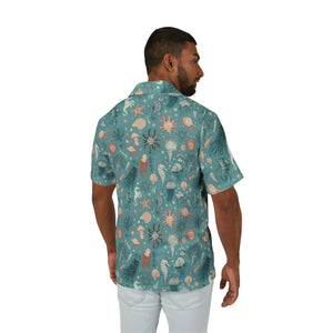 Vibrant Hawaiian Camp Shirt Marine Animals Linen Texture Dipaliz - Shirts - Xs