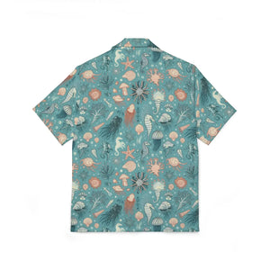 Vibrant Hawaiian Camp Shirt Marine Animals Linen Texture Dipaliz - Shirts - Xs