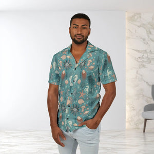 Vibrant Hawaiian Camp Shirt Marine Animals Linen Texture Dipaliz - Shirts - Xs