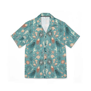 Vibrant Hawaiian Camp Shirt Marine Animals Linen Texture Dipaliz - Shirts - Xs
