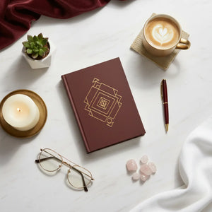 Maroon Geometric Hardcover Journal Gold Mystic Pattern - Dipaliz - Journals