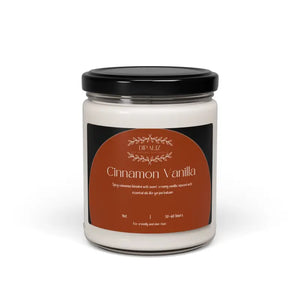 Immersive Maroon Scented Soy Candle - Natural Wax Relaxation - Dipaliz - Cinnamon Vanilla / 9oz - Candles
