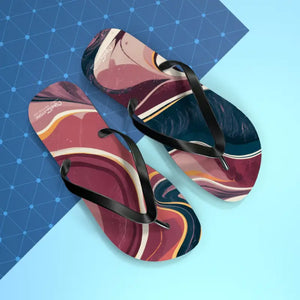 Maroon Marble Flip Flops - Bold Summer Style - Dipaliz - l / Black Sole - Slippers