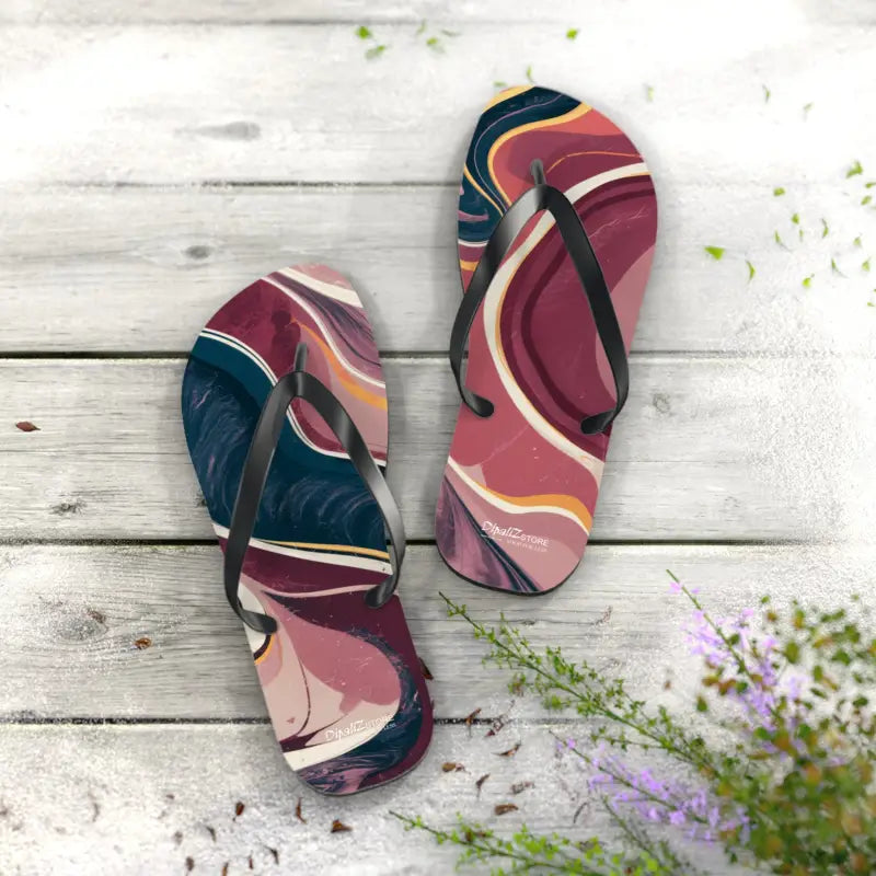 Chic Maroon Marble Flip Flops: Perfect for Summer Vibes - Shoes