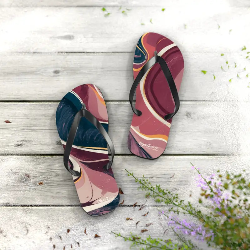 Chic Maroon Marble Flip Flops: Perfect for Summer Vibes - Shoes