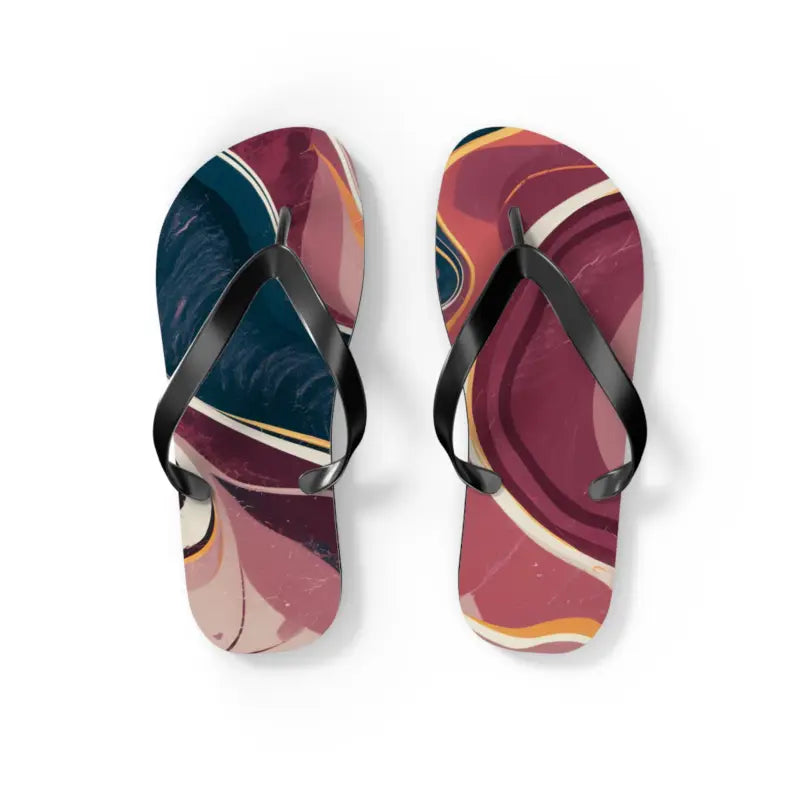 Chic Maroon Marble Flip Flops: Perfect for Summer Vibes - Shoes