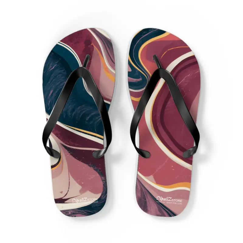 Chic Maroon Marble Flip Flops: Perfect for Summer Vibes - Shoes