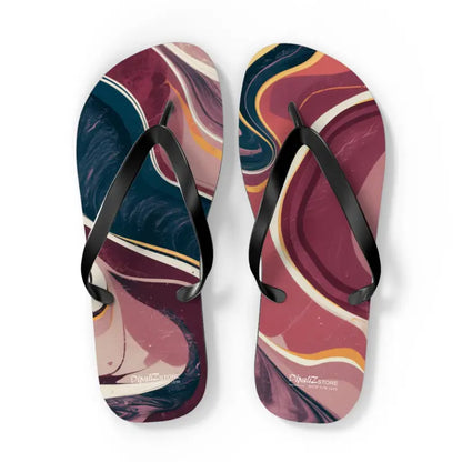 Chic Maroon Marble Flip Flops: Perfect for Summer Vibes - Shoes