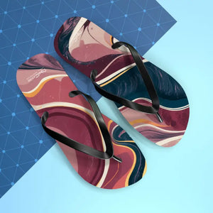 Maroon Marble Flip Flops - Bold Summer Style - Dipaliz - Xl / Black Sole - Slippers