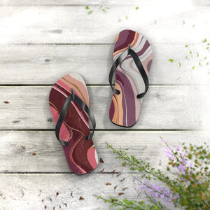 Maroon Marble Flip Flops - Summer Beach Shoes - Dipaliz - Slippers