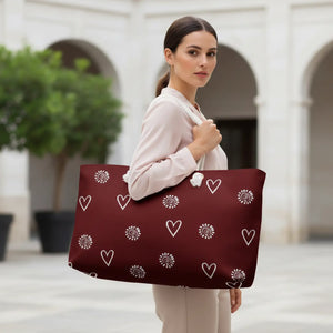 Maroon Weekender Bag – Polyester Travel Tote - Dipaliz - Luggage & Bags