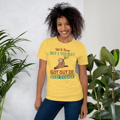 Nap Like a Pro: Ultimate Bed Sloth Unisex Tee in Ring-spun Cotton - Yellow / s T-shirts