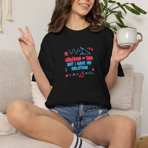 Math Humor T-shirt, ?I have no Solution’ Nerdy Algebra Graphic Tee - T-shirts - m