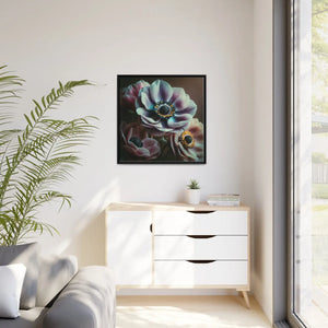 Anemone Flowers Matte Canvas - Black Frame Wall Art - Dipaliz