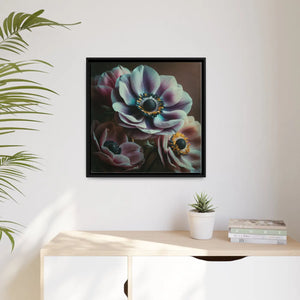 Anemone Flowers Matte Canvas - Black Frame Wall Art - Dipaliz