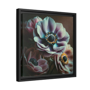 Anemone Flowers Matte Canvas - Black Frame Wall Art - Dipaliz