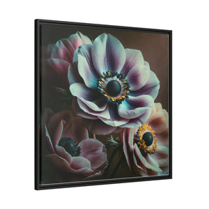 Anemone Flowers Matte Canvas - Black Frame Wall Art - Dipaliz