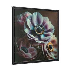 Anemone Flowers Matte Canvas - Black Frame Wall Art - Dipaliz