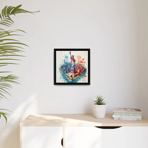 York City Map – Matte Canvas Black Frame - Dipaliz - Posters Prints & Visual Artwork