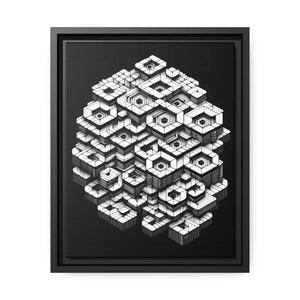 Hexagons Abstract Art Print on Matte Canvas Black Frame - Dipaliz - 11″ x 14″ (vertical) / 1.25’’ - Posters Prints &