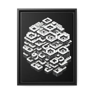 Hexagons Abstract Art Print on Matte Canvas Black Frame - Dipaliz - 12″ x 16″ (vertical) / 1.25’’ - Posters Prints &
