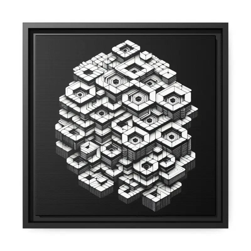 Hexagon Matte Canvas Art for a Trendy Home Look - 14’’ x (square) / Black / 1.25’’