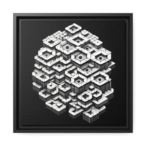 Hexagons Abstract Art Print on Matte Canvas Black Frame - Dipaliz - 14’’ x (square) / 1.25’’ - Posters Prints & Visual