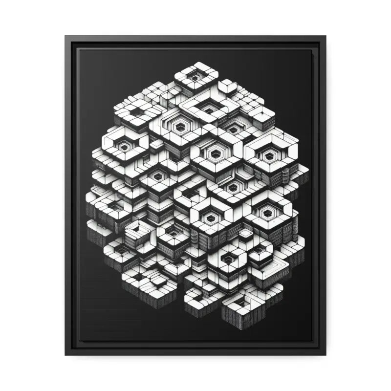 Hexagon Matte Canvas Art for a Trendy Home Look - 16″ x 20″ (vertical) / Black / 1.25’’