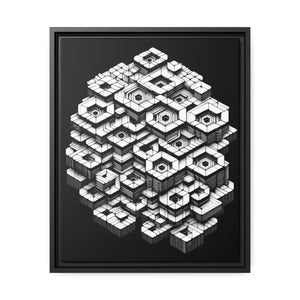 Hexagons Abstract Art Print on Matte Canvas Black Frame - Dipaliz - 16″ x 20″ (vertical) / 1.25’’ - Posters Prints &