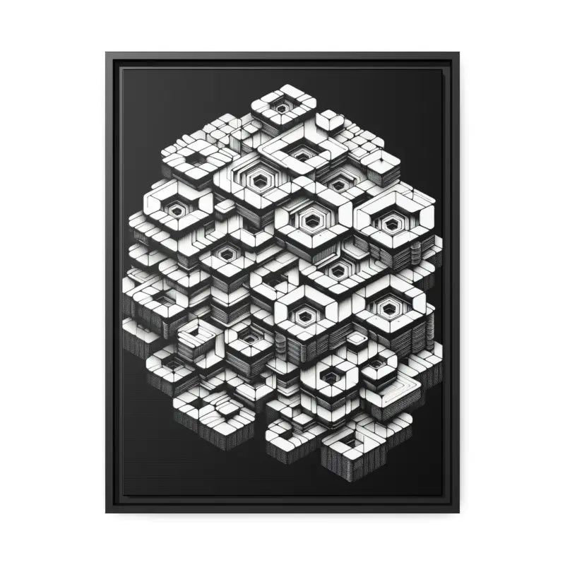 Hexagon Matte Canvas Art for a Trendy Home Look - 18″ x 24″ (vertical) / Black / 1.25’’