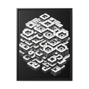 Hexagons Abstract Art Print on Matte Canvas Black Frame - Dipaliz - 18″ x 24″ (vertical) / 1.25’’ - Posters Prints &