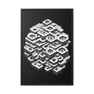 Hexagons Abstract Art Print on Matte Canvas Black Frame - Dipaliz - 20″ x 30″ (vertical) / 1.25’’ - Posters Prints &