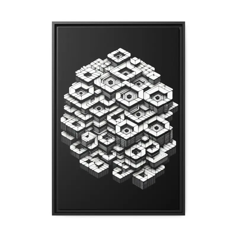 Hexagon Matte Canvas Art for a Trendy Home Look - 20″ x 30″ (vertical) / Black / 1.25’’