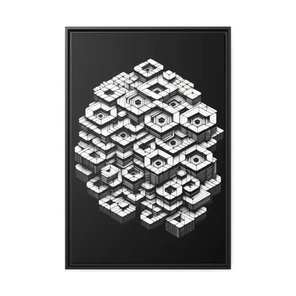 Hexagon Matte Canvas Art for a Trendy Home Look - 24″ x 36″ (vertical) / Black / 1.25’’