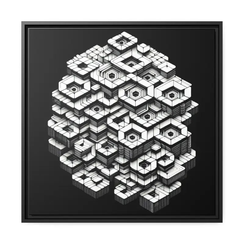 Hexagon Matte Canvas Art for a Trendy Home Look - 24″ x (square) / Black / 1.25’’