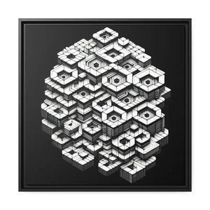 Hexagons Abstract Art Print on Matte Canvas Black Frame - Dipaliz - 24″ x (square) / 1.25’’ - Posters Prints & Visual