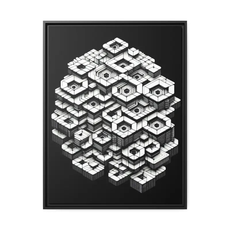 Hexagon Matte Canvas Art for a Trendy Home Look - 24’’ x 32’’ (vertical) / Black / 1.25’’