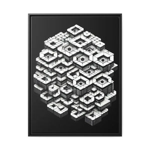 Hexagons Abstract Art Print on Matte Canvas Black Frame - Dipaliz - 24’’ x 32’’ (vertical) / 1.25’’ - Posters Prints &