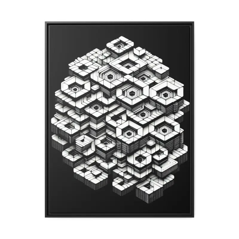 Hexagon Matte Canvas Art for a Trendy Home Look - 30’’ x 40’’ (vertical) / Black / 1.25’’