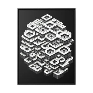 Hexagons Abstract Art Print on Matte Canvas Black Frame - Dipaliz - 30’’ x 40’’ (vertical) / 1.25’’ - Posters Prints &