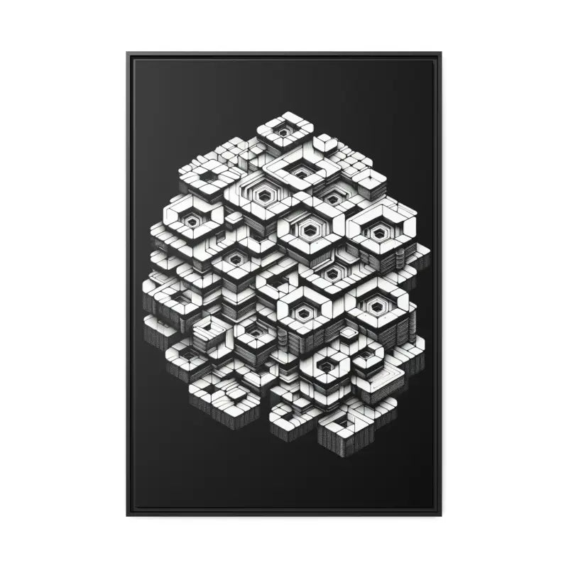 Hexagon Matte Canvas Art for a Trendy Home Look - 32″ x 48″ (vertical) / Black / 1.25’’